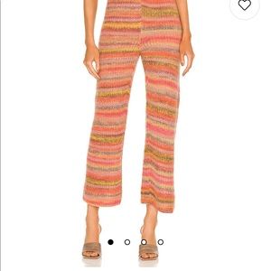 Something Navy Wide Leg Stripe Knitted Pants in pink combo size S